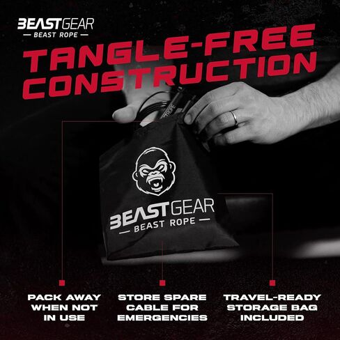 Beast Gear Jump Rope, Jump Ropes for Fitness, Premium Aluminium Skipping Rope for Men Women - Boxing, MMA, HIIT, Strength Training & Double Unders in Kuwait