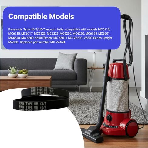 2 Pack Replacement Vacuum Cleaner Belt for Panasonic MC6210, MC6215, MC6217, MC6220, MC6225, MC6230, MC6250, MC6255, MC6601, MC6640 – Durable Design – VacBagsUSA. in Kuwait