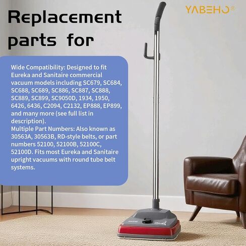 20-Pack 66100 30563B Round Vacuum Cleaner Belts – Compatible with Sanitaire & Eureka Upright Vacuums (Model SC679K, C2094,SC679K, SC684, SC688, SC689, SC886, SC887, SC888, SC9050D, Style RD) in Kuwait