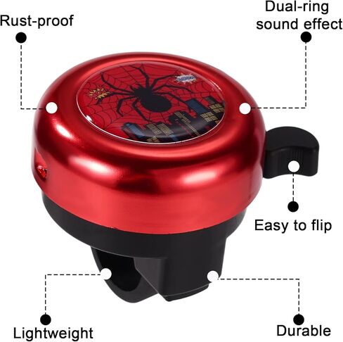 Bike Bell, Durable Loud Crisp Clear Sound Red Spider Bicycle Scooter Ringer Bell Funny Children's Bike Horn Accessories Suitable for Boys Girls Toddler Children Kids in Kuwait