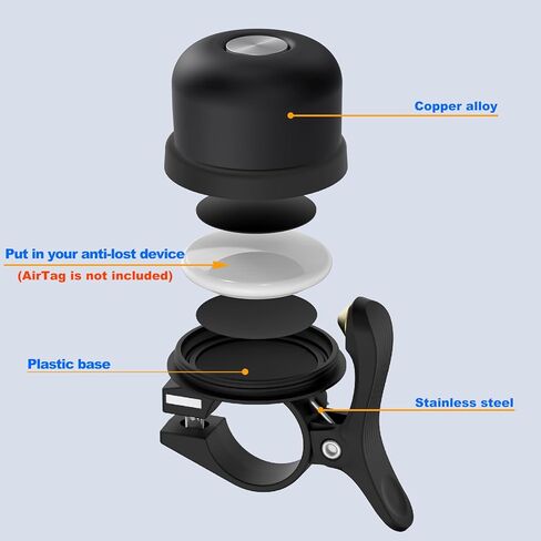 Bicycle Bell for Apple AirTag 120dB, AirTag Bike Mount GPS Tracker Waterproof Classic Brass Holder Hides Air Tag Under Bike Bell Anti-Theft in Kuwait