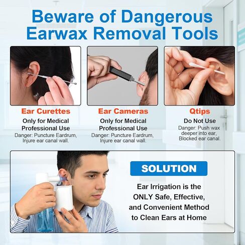 مجموعة تنظيف الأذن، إزالة شمع الأذن يدويًا، تنظيف آمن للأذن للشمع المتراكم، نظام فعال لري الأذن، مجموعة تنظيف الأذن اللطيفة للبالغين والأطفال في المنزل in Kuwait