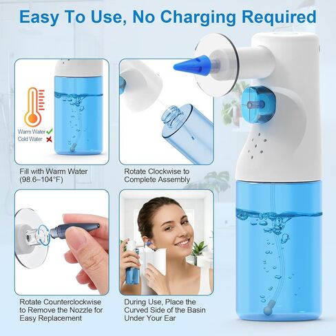 مجموعة تنظيف الأذن، إزالة شمع الأذن يدويًا، تنظيف آمن للأذن للشمع المتراكم، نظام فعال لري الأذن، مجموعة تنظيف الأذن اللطيفة للبالغين والأطفال في المنزل in Kuwait