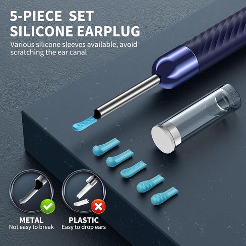 Ear Wax Removal Tool Camera - Ear Cleaner with Camera,1080P Otoscope, Ear Cleaning Tool with 6 Ear Spoon, Ear Camera for iPhone & Android Phones - Blue in Kuwait