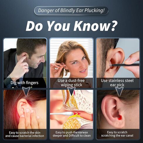 Ear Wax Removal Tool Camera - Ear Cleaner with Camera,1080P Otoscope, Ear Cleaning Tool with 6 Ear Spoon, Ear Camera for iPhone & Android Phones - Blue in Kuwait