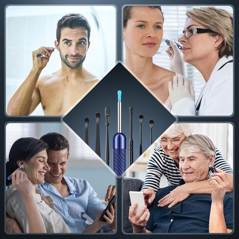Ear Wax Removal Tool Camera - Ear Cleaner with Camera,1080P Otoscope, Ear Cleaning Tool with 6 Ear Spoon, Ear Camera for iPhone & Android Phones - Blue in Kuwait