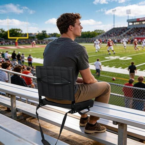 مقاعد استاد رومسوي للمدرجات مع دعم خلفي، عبوتان، كراسي مبيض محمولة خفيفة الوزن مع وسادة مبطنة واسعة، مقعد استاد قابل للطي مع حامل أكواب in Kuwait