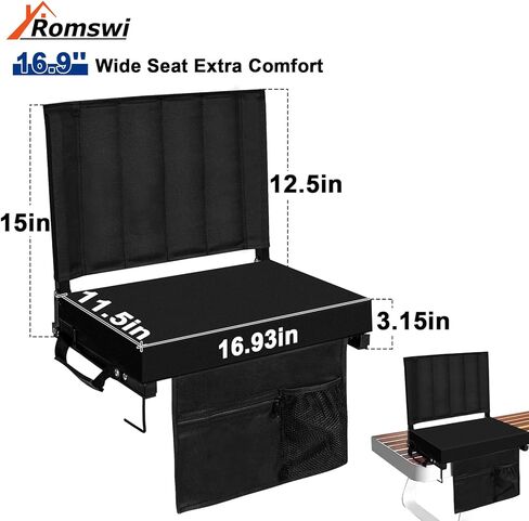 مقاعد استاد رومسوي للمدرجات مع دعم خلفي، عبوتان، كراسي مبيض محمولة خفيفة الوزن مع وسادة مبطنة واسعة، مقعد استاد قابل للطي مع حامل أكواب in Kuwait
