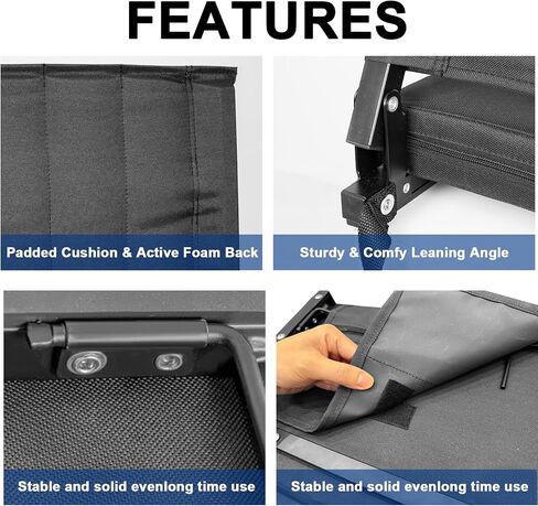 مقاعد استاد رومسوي للمدرجات مع دعم خلفي، عبوتان، كراسي مبيض محمولة خفيفة الوزن مع وسادة مبطنة واسعة، مقعد استاد قابل للطي مع حامل أكواب in Kuwait