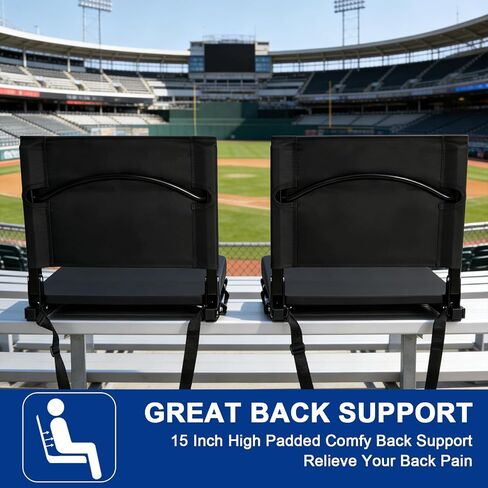 مقاعد استاد رومسوي للمدرجات مع دعم خلفي، عبوتان، كراسي مبيض محمولة خفيفة الوزن مع وسادة مبطنة واسعة، مقعد استاد قابل للطي مع حامل أكواب in Kuwait