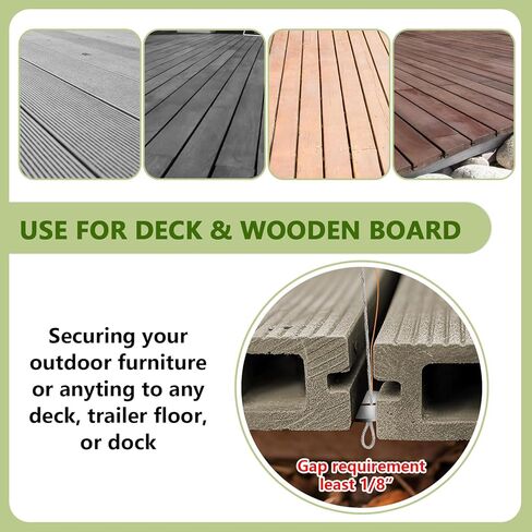 6 قطع مرساة للأثاث الخارجي - سطح متين من الألومنيوم 304 من الفولاذ المقاوم للصدأ أو مرساة للقاعدة للفجوة بين الألواح بقوة 400 رطل للكسر بسهولة إعادة وضع الكرسي والطاولة والشواية والزوارق in Kuwait