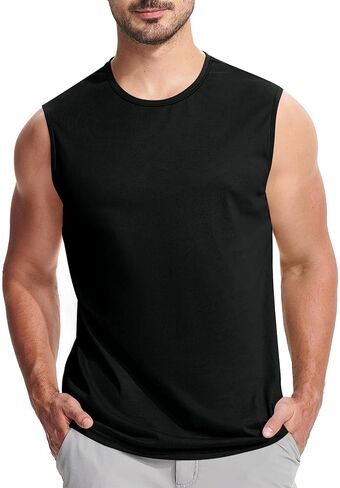 Mens Workout Tank Tops Quick Dry Sleeveless Shirts Running Gym Shirts Muscle Bodybuilding Shirt Solid Color Top for Men in Saudi Arabia