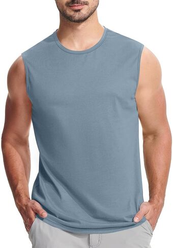 Mens Workout Tank Tops Quick Dry Sleeveless Shirts Running Gym Shirts Muscle Bodybuilding Shirt Solid Color Top for Men in Saudi Arabia