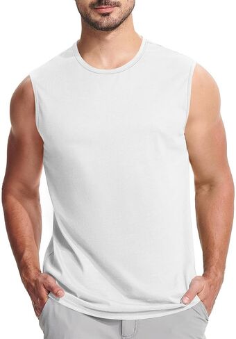 Mens Workout Tank Tops Quick Dry Sleeveless Shirts Running Gym Shirts Muscle Bodybuilding Shirt Solid Color Top for Men in Saudi Arabia