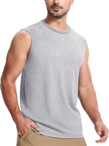 Mens Workout Tank Tops Quick Dry Sleeveless Shirts Running Gym Shirts Muscle Bodybuilding Shirt Solid Color Top for Men in Saudi Arabia