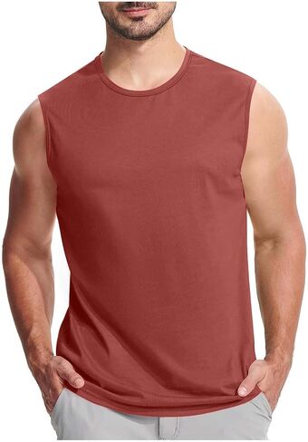 Mens Workout Tank Tops Quick Dry Sleeveless Shirts Running Gym Shirts Muscle Bodybuilding Shirt Solid Color Top for Men in Saudi Arabia