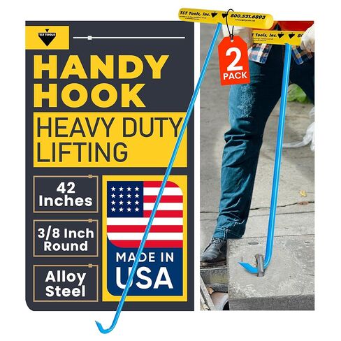أدوات T&T Hight Duty Handy Hook - محمولة 30 بوصة مع نهاية خطاف مضخة مستديرة 3/8 بوصة - أداة رفع وسحب الأغراض المتراكبة لأغطية الفتحة ، وخزانات الصرف الصحي ، ومصارف العواصف ، وأغطية الصرف الصحي والمزيد in Kuwait