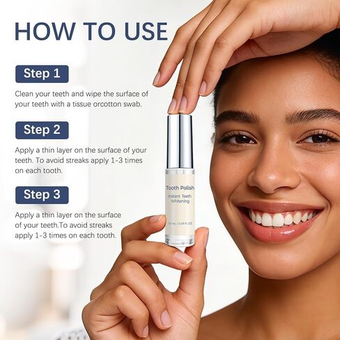 2PCS Tooth Paint,Tooth Polish White,Instant Teeth Whitening,Portable Gentle Teeth Whitening Kit,Safe Formula & Long-Lasting,10ml in Kuwait