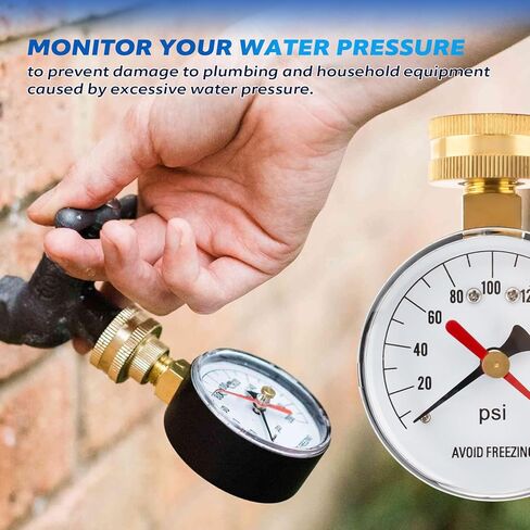 Water Pressure Test Gauge, 0-200 PSI 2-1/2" Dial 3/4" HT Hose Connection Water Pressure Gauge for Home Faucet, Garden Hose Bib, Heater Drain Connection in Saudi Arabia