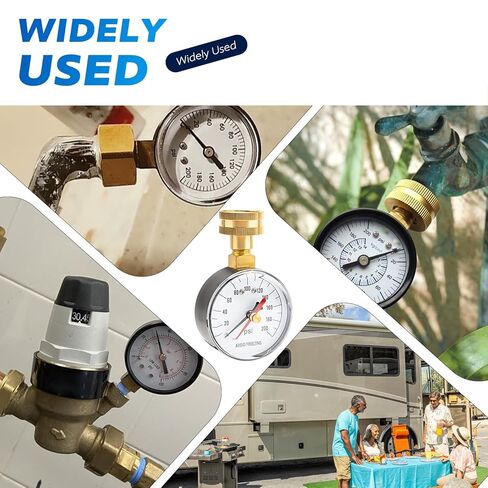 Water Pressure Test Gauge, 0-200 PSI 2-1/2" Dial 3/4" HT Hose Connection Water Pressure Gauge for Home Faucet, Garden Hose Bib, Heater Drain Connection in Saudi Arabia