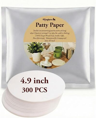 Meykers Wax Patty Paper Sheets لمدة 5 بوصات برغر الصحافة - 500 PCS Round Hamburger Patty Paper لفصل الفطائر المدمجة المتجمدة - Circle Burger Paper لسهولة إطلاقها من Maker Mould in Kuwait