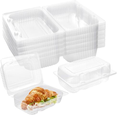 TOFLEN Disposable Sturdy Plastic Hinged Food Containers with Clear Lids (40 Pack) Clamshell Take Out Loaf Containers 7.2x4.7x3 Inches To Go Dessert Box Cake Slice Salad Pastry Sandwich Container in Saudi Arabia