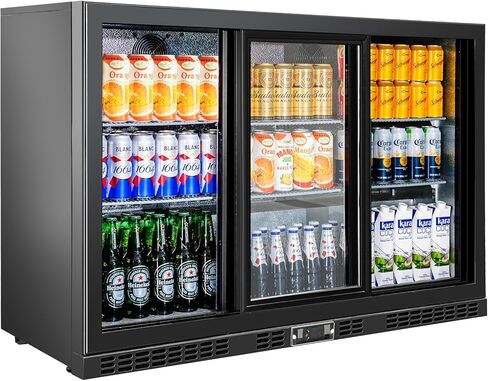 Back Bar Cooler with 3 Sliding Glass Doors 10.5 Cu.ft. Commercial Beverage Refrigerator ETL with 6 Casters Black Drink Fridges for Beer, Wine,Soda, Drinks in Saudi Arabia