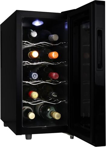 ‎Koolatron Wine Fridge - Wine Cooler, 24 Bottle Wine Cabinet for Champagne, Red & White Wine, Freestanding Cellar For Bar, Home, Kitchen, Double Paned Glass Door, (68L) in Saudi Arabia