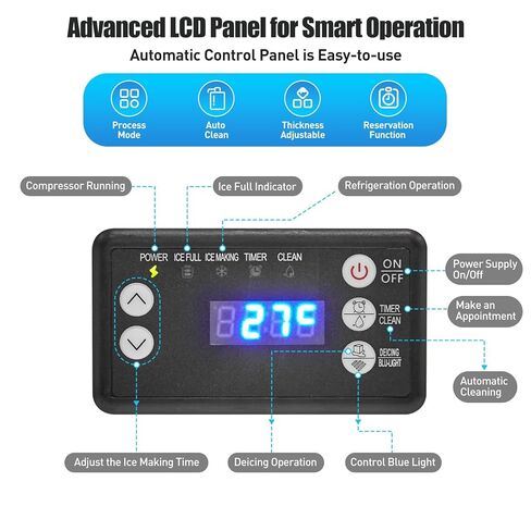 Commercial Ice Maker Machine, 120LBS/24H 35LBS Storage Freestanding Dual Water Inlet, Tap & Top Loading 3-5 Gallon with Blue Light Ice Cube Maker for Restaurant Home Bar Coffee Shop in Kuwait