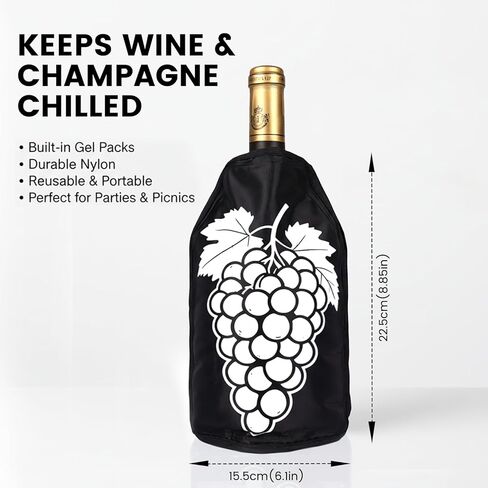 Insulated Wine Bottle Chiller Sleeve, Portable Wine Cooler for Temperature Control (White Grape) in Saudi Arabia