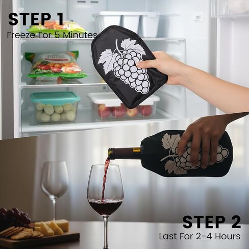 Insulated Wine Bottle Chiller Sleeve, Portable Wine Cooler for Temperature Control (White Grape) in Saudi Arabia