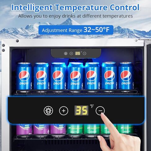 Garvee Beverage Fridge 24 Inch, Stainless Steel Under Counter Beverage Refrigerator 180 Capacity Freestanding Beer Drink Soda Cooler Fridges for Indoor Kitchen, Apart, Office, Home, Supermarket in Kuwait