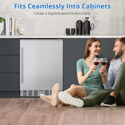 Garvee Beverage Fridge 24 Inch, Stainless Steel Under Counter Beverage Refrigerator 180 Capacity Freestanding Beer Drink Soda Cooler Fridges for Indoor Kitchen, Apart, Office, Home, Supermarket in Kuwait