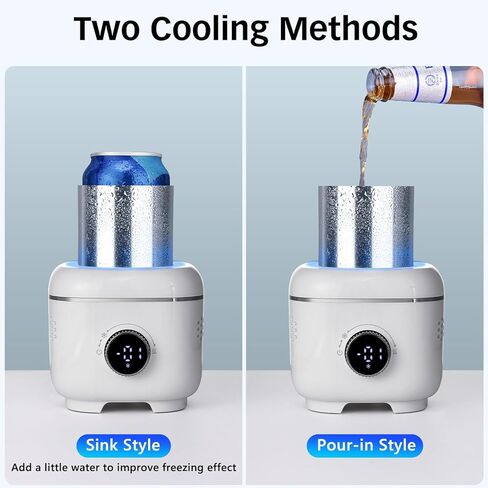 Cooling Cup with Mood Light,Beverage Cooler with Insulated Cover, 2-in-1 Cooling Cup for Desk(Cooling&Heating),Electric Drink Cooler for Cola Beer Coffee Juice Yogurt -White in Kuwait