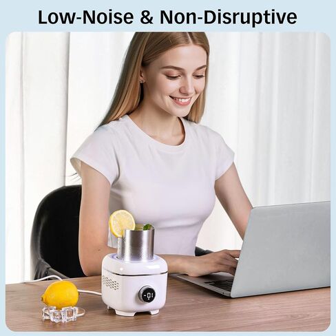 Cooling Cup with Mood Light,Beverage Cooler with Insulated Cover, 2-in-1 Cooling Cup for Desk(Cooling&Heating),Electric Drink Cooler for Cola Beer Coffee Juice Yogurt -White in Kuwait