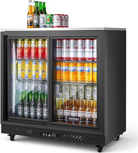 BODEGACOOLER Back Bar Cooler,12 Cu.ft Commercial Beverage Refrigerator with 3 Sliding Glass Doors, Stainless Top,Beverage Fridge Perfect for Beer,Wine,Soda,DOE Approved, With Casters in Kuwait