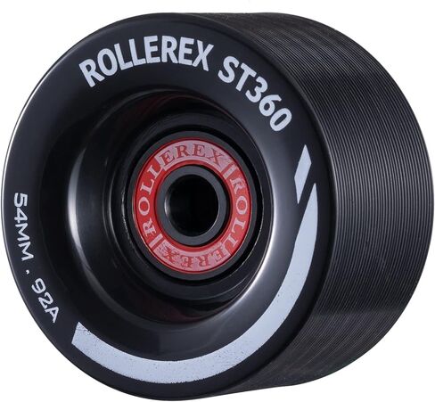 Rollerex ST360 92A 54mm x 32mm Roller Skate Wheels (8-Pack w/Bearings, Spacers and Washers) (Color Options) - Indoor Outdoor - Use for Quad Skate Wheel Replacement (Steel Black) in Saudi Arabia