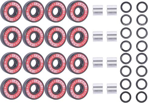 Rollerex ST360 92A 54mm x 32mm Roller Skate Wheels (8-Pack w/Bearings, Spacers and Washers) (Color Options) - Indoor Outdoor - Use for Quad Skate Wheel Replacement (Steel Black) in Saudi Arabia
