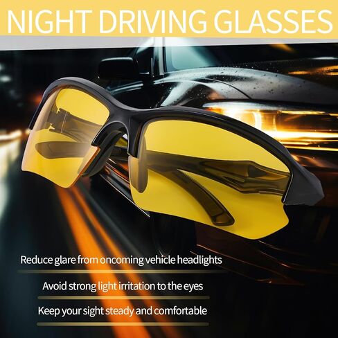 JATEBI 4 Pack Yellow Polarized Night Vision Glasses Fashion Adults Driving Night Glasses Anti Glare Reflective for Sport Cycling in Saudi Arabia