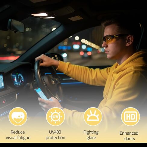 JATEBI 4 Pack Yellow Polarized Night Vision Glasses Fashion Adults Driving Night Glasses Anti Glare Reflective for Sport Cycling in Saudi Arabia
