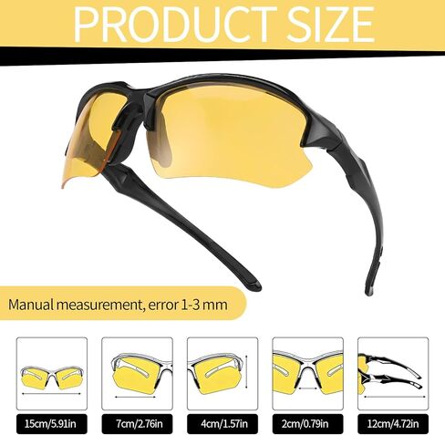 JATEBI 4 Pack Yellow Polarized Night Vision Glasses Fashion Adults Driving Night Glasses Anti Glare Reflective for Sport Cycling in Saudi Arabia