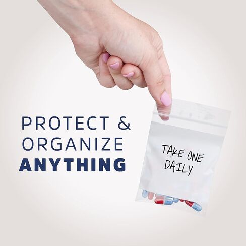 2Mil Small Plastic Bags 2 x 3 inches, 500 pack ZIP Bags, Write on White Block, Reclosable Zipper small plastic Storage Baggies GPI Brand, for Daily Vitamin, Pill, Jewelry, Candy in Kuwait