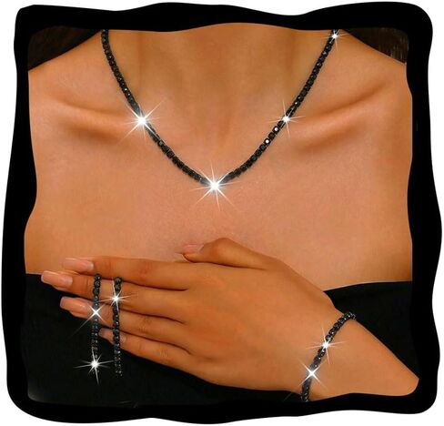 Unicra Rhinestone Bridal Wedding Jewelry Set Silver Necklace Earrings Bracelet Sets Prom Formal Costume Jewelry Sets for Women and Brides in Saudi Arabia