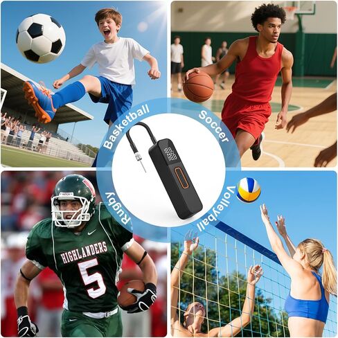 Ball Pump for Sports Balls, Portable Electric Ball Pump with 2 Needles &1 Air Nozzle, Digital Display Pressure Gauge, Fast Inflation, Sports Air Pump for Basketball Soccer Football Volleyball in Kuwait