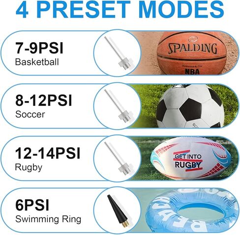 Ball Pump for Sports Balls, Portable Electric Ball Pump with 2 Needles &1 Air Nozzle, Digital Display Pressure Gauge, Fast Inflation, Sports Air Pump for Basketball Soccer Football Volleyball in Kuwait