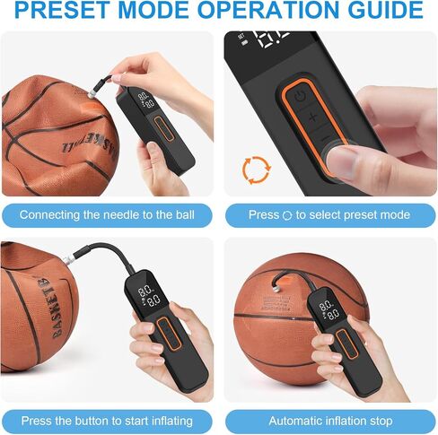 Ball Pump for Sports Balls, Portable Electric Ball Pump with 2 Needles &1 Air Nozzle, Digital Display Pressure Gauge, Fast Inflation, Sports Air Pump for Basketball Soccer Football Volleyball in Kuwait