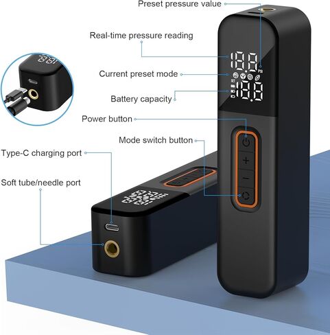 Ball Pump for Sports Balls, Portable Electric Ball Pump with 2 Needles &1 Air Nozzle, Digital Display Pressure Gauge, Fast Inflation, Sports Air Pump for Basketball Soccer Football Volleyball in Kuwait