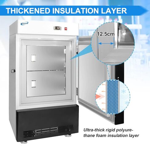 HNZXIB -123℉ Ultra Low Temperature Freezer 80L, Digital Display, Automatic Overtemperature Alarm, Accurate Temperature Control for Laboratory Samples Storage in Kuwait