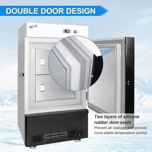 HNZXIB -123℉ Ultra Low Temperature Freezer 80L, Digital Display, Automatic Overtemperature Alarm, Accurate Temperature Control for Laboratory Samples Storage in Kuwait