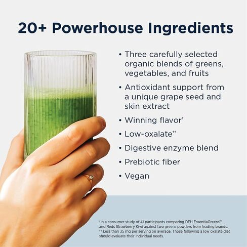 Designs for Health EssentiaGreens and Reds (الفراولة والكيوي، 30 حصة)، مسحوق نباتي فائق الجودة مع سبيرولينا، واللفت، والتفاح والمزيد، للتغذية اليومية وصحة الجهاز الهضمي in Saudi Arabia